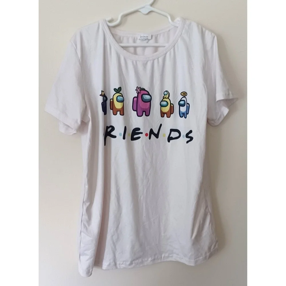 Among Us Friends Parody T-Shirt Kids 14-16T Graphic Tee Tween Novelty Gaming